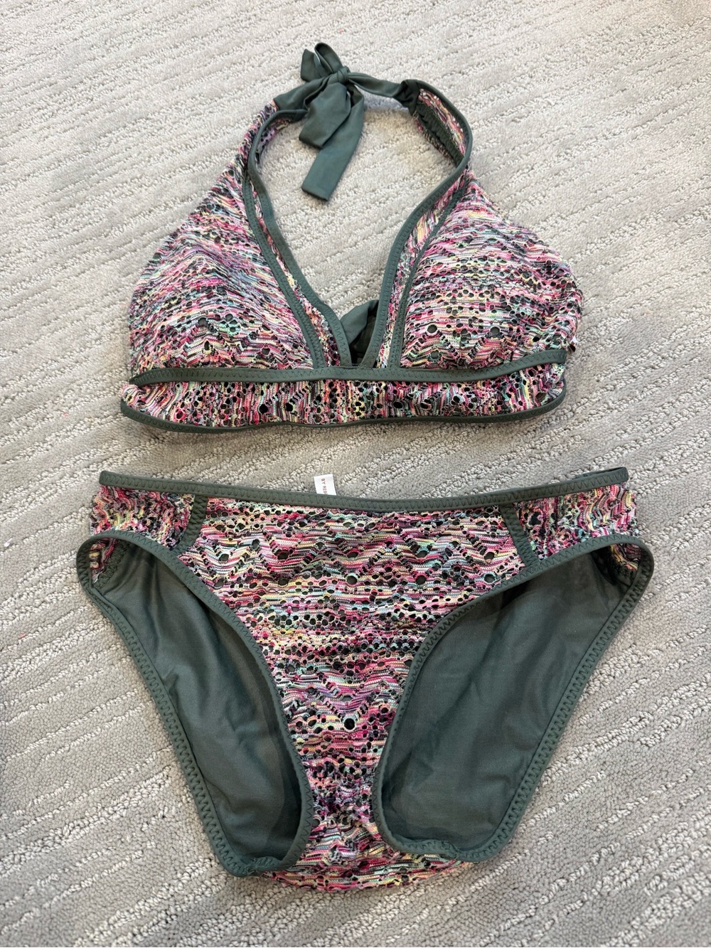 BECCA Multicolor & Olive Green Two-Piece Bikini